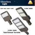 USA motion sensor&1-10v dimmable etl shoebox led dusk to dawn 300w 5000k Yoke arm with photocell sensor